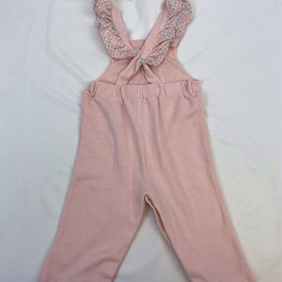 Vintage Health-Tex Baby Overalls Pink Floral Ruffle Applique Snaps Size 18 Month - Picture 5 of 10